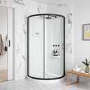 OVE Decors Breeze 36 in. Corner Shower Clear Sliding Door with Walls and Base in Black Finish