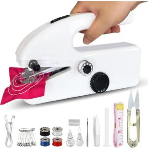 Handheld Sewing Machine - Portable Mini Sewing Machine with Accessories Kit for Beginners DIY (white)
