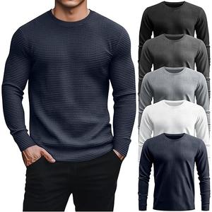 August Alley 5 Pack Thermal Waffle Shirts for Men, Crew Neck Long Sleeve Casual Pullover Underwear Textured Knit Tops (Multicolor, XL)