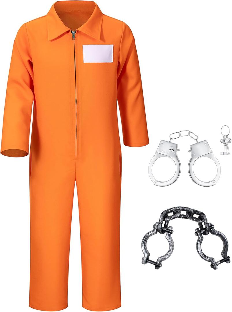 Yoroka Orange Prison Jumpsuit Kids Prison Uniform with Chain Props and Handcuff (100)
