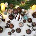Christmas Ball Ornaments Set Assorted Shatterproof Ornaments 63 PCS Shaped Styles Xmas Tree Holiday Decorative,Brown
