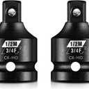 BLACKROBOT 2 Pieces 3/4 F To 1/2 M Impact Socket Adapter Set, SAE Drive Cr-Mo Steel Exceeds ANSI Standards, Square Drive Socket Reducer for Impact Driver Wrench