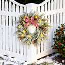 Christmas Wreath for Front Door 22" Artificial Snow Wreath with LED Light Home Wall Decor Christmans Decor Outdoor Decor