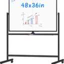 maxtek Rolling Whiteboard, 48x36 Large Magnetic White Board with Stands, Big Double-Sided White Board Dry Erase on Wheels for Homeschool, Home Office, Office, School (Black, 48 x 36)