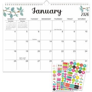 2026 Wall Calendar - 18 Months Calendar 2026-2027, Jan 2026 - Jun 2027, 11" x 14" Holiday Notices & 4 Themed Stickers for Home/Office