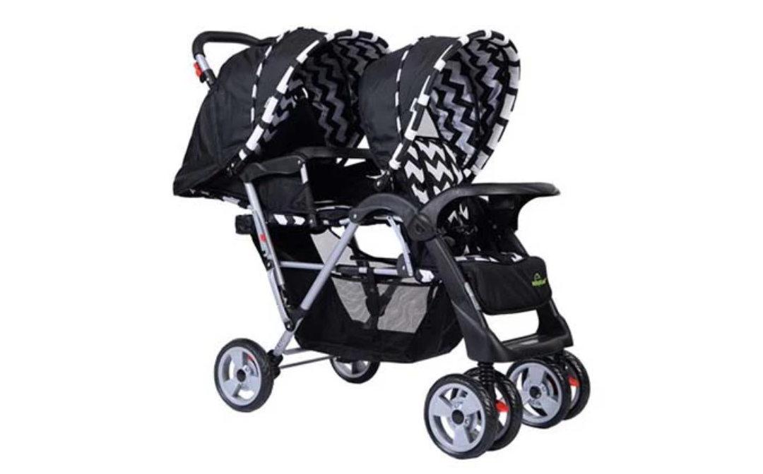 Safe Plus Foldable Twin Baby Double Stroller Kids Jogger Travel Infant Pushchair Black