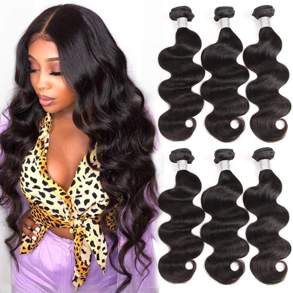 Human Hair Bundles 20 22 24 Inch 12A Body Wave Bundles Human Hair 100% Unprocessed Brazilian Virgin 3 Bundles Human Hair Quick Weave Extensions Natural Black