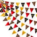 32Ft Hollywood Theme Party Decorations Red Black Gold VIP Star Triangle Flag Fabric Banner Pennant Garland Streamer for Movie Night Birthday Baby Shower Film Show Music Award Party Decor Supplies
