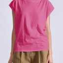 Cicy Bell Womens Summer Cap Sleeve Tank Tops Casual Crew Neck Tshirts Trendy Loose Fit Basic Tee Shirts (Gray)