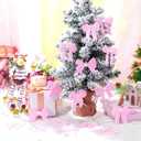 Shellwei 24 Pcs Pink Bow Ornaments for Christmas Tree Pink Coquette Ornaments Bow Hanging Decorations for Christmas Tree Wreath Gift Packaging Home Coquette Room Indoor Holiday Xmas Party Decorations