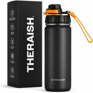 18 oz Insulated Water Bottle, Triple-Wall Vacuum Insulated Stainless Steel Water Bottle with FreeSip Spout, Flip Lid & Carry Strap, Wide Mouth, Leak-Resistant, BPA-Free, Matte Black