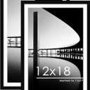 PEALSN 12x18 Picture Frame Set of 2, Display Pictures 11 x 17 with Mat or 12 x 18 without Mat for Wall Mounting Display, Poster Frames, Black