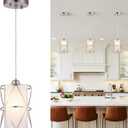 Zlierop 5.4"7.9" Pendant Light with Frosted Glass, Modern Pendant Lights Kitchen Island, Brushed Nickel Pendant Light Fixtures, Cylindrical Pendant Lighting for Kitchen Island, Dining Room, Foyer