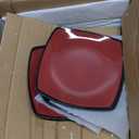 Gibson Elite Soho Lounge Square 16-Piece Dinnerware Set, Service for 4, Reactive Glaze Stoneware Plates and Bowls, Modern Dishes, Microwave & Dishwasher Safe – Red and Black