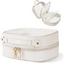Oaque Clear Cosmetic Bag Double Layer Travel Toiletry Bag Clear Makeup Bag Case with 4 Compartments, Transparent Travel Bag for Toiletries, Large Toiletry Bag for Women Cosmetic Case (White, Large)