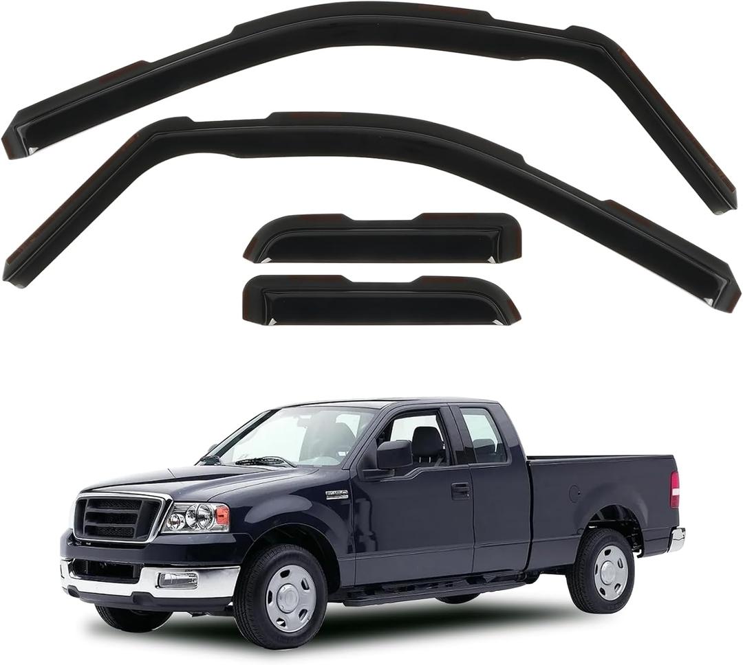 4PCS in Channel Rain Guards for 2004-2014 Ford F150 Extended Super Cab, Durable Side Window Deflectors,Vent Window Visors Shade Shield, 2005 2006 2007 2008 2009 2010 2011 2012 2013