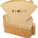 250 Count #2 Coffee Filtets 2-4 Cup, Premiun Unbleached Natural Coffee Paper Filters, No Blowout, Disposable Coffee Filter Cone Paper for Pour Over and Drip Coffee Maker
