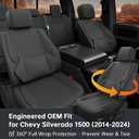 W&PMAX Custom-Fit Front Seat Covers for Chevy Silverado 1500 (20142019), Black Front Set, Waterproof Leather, Airbag Safe, Easy Install