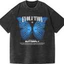 Mens Graphic Tees Vintage T-Shirts Oversized Y2K Streetwear Funny Shirt Short Sleeve Summer Tops Unisex S-5XL (Black, XL)