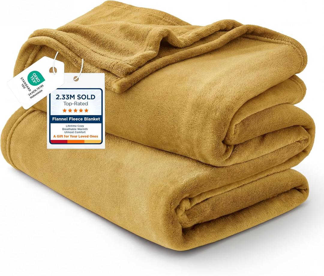 Bedsure GentleSoft Gold Fleece Throw Blanket - 300GSM Blankets for Couch, Sofa, Bed, Soft Lightweight Plush Cozy Throws for Toddlers, 50x60 inches