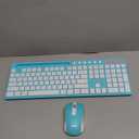 Wireless Keyboard and Mouse Combo, MARVO 2.4G Ergonomic Wireless Computer Keyboard with Phone Tablet Holder, Silent Mouse with 6 Button, Compatible with MacBook, Windows (Blue)