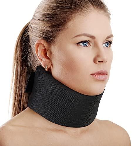 Soft Foam Neck Brace Universal Cervical Collar, Adjustable Neck Support Brace for Sleeping - Relieves Neck Pain and Spine Pressure, Neck Collar After Whiplash or Injury(Black 2.5" Depth Collar, M)