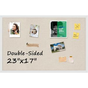 MaxGear Double-Sided Cork & Linen Board for Wall, 23" x 17" Large Bulletin Boards with White Wood Frame, PinBoards for Girls Room, Office, Bedroom, Kids Room, Classroom