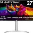 LG 27UP850K-W 27-inch Ultrafine 4K UHD (3840 x 2160) IPS Computer Monitor, 60Hz, 5ms, DisplayHDR 400, Built-in Speaker, HDMI, DisplayPort, USB Type-C 90W PD, Tilt/Height/Pivot Adjustable Stand, White