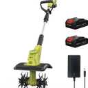 20V Cordless Tiller Cultivator with 48 Steel Tines, 9-inch Wide Battery Powered Garden Cultivator, Mini Tiller for Lawn/Gardening/Soil Cultivation(2*2Ah Battery and Fast Charger Included)
