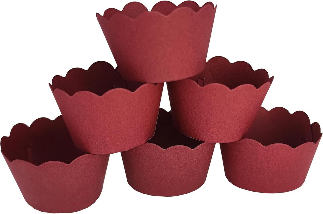 Burgundy Cupcake Liner for Wine Red Engagement Bridal-Shower Anniversary Birthday Graduation Wedding Table Decorations Pack of 60