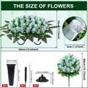 Wocst Cemetery Flowers for Grave,Headstone Flower Saddle with 2 Sets Grave Rose Flowers Bouquets with Vases for Cemetery Grave Decorations UV Resistant Non-Fading Easy Fit (Blue)
