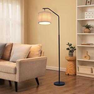 68" Floor Lamp,9W Edison LED Bulb Included Swingable lamp Head Standing Lamp with Foot Switch with Pleated Lampshade, Tall Floor Lamp Reading for Living Room Bedroom Office Classroom Dorm Room