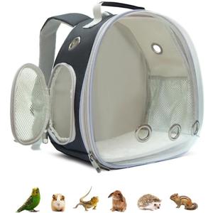 Small Animal Carrier Backpack for Guinea Pig Bird Bunny Cat Kitten Lizard Rabbit Squirrel Beared Dragon Portable Travel Carrier Backpack Space Capsule Bubble Window Carrier (Black)