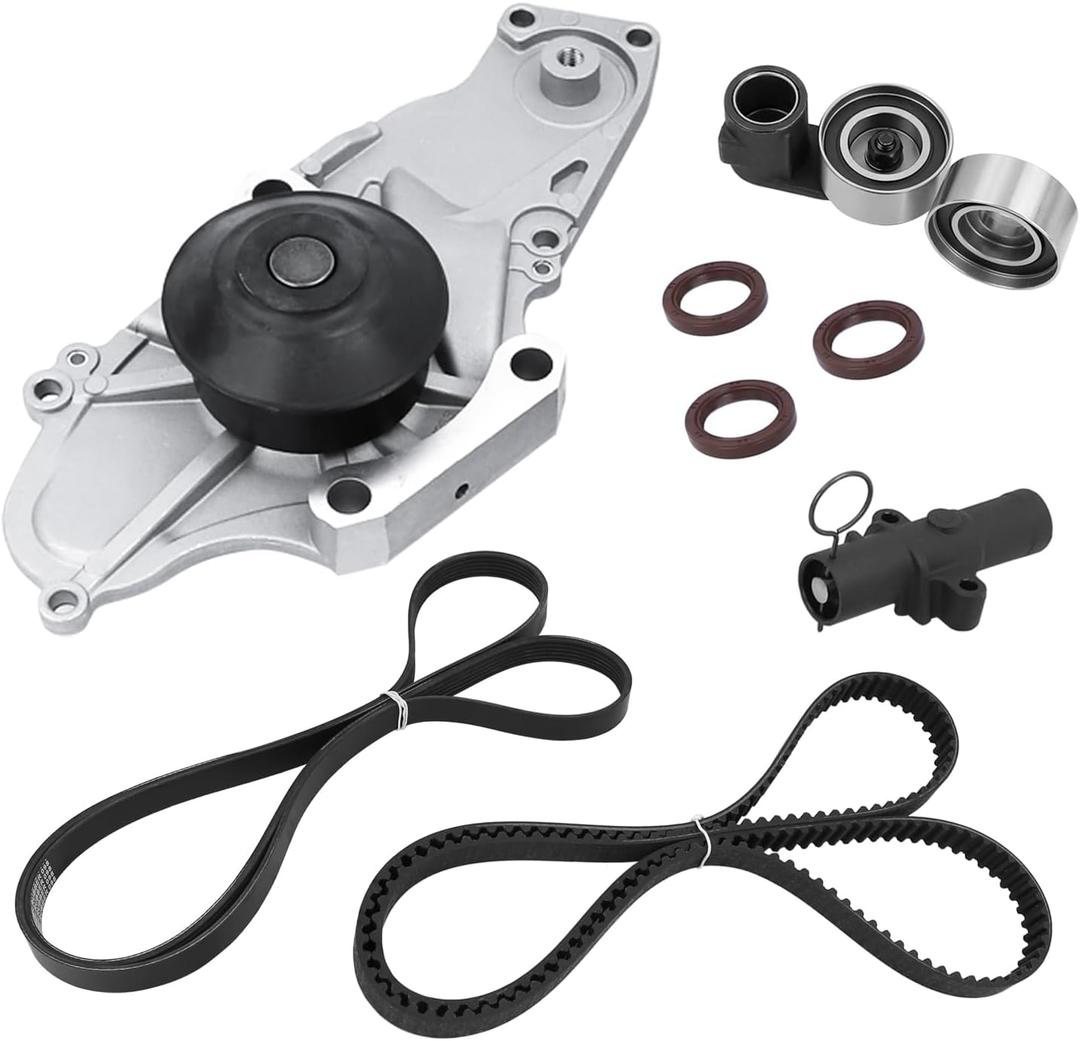 TKH-002 Engine Timing Belt Kit with Water Pump, Compatible with Honda Accord Crosstour Acura MDX TL TLX RL RLX ZDX TSX RDX Odyssey Pilot Ridgeline Saturn Vue 3.0L 3.2L 3.5L 3.7L TKH002 TCKWP329