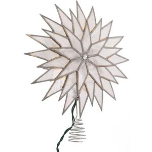 Kurt Adler 9-Inch Sunburst Capiz Lighted Treetop with Silver Glittered Finish