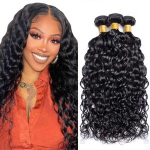 Human Hair Bundles Water Wave Bundles 20 22 24 inch 100% Unprocessed Brazilian Virgin Hair 3 Bundle Wet and Wavy Bundle #1b Color Natural Black 160g
