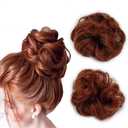 iLUU 2pcs Copper Red Messy Hair Bun Extensions Orange Red Synthetic Hair Scrunchie Scrunchy Updo Chignons Fire Color Hairpiece for Women Girl Lady Party Cosplay (#350)
