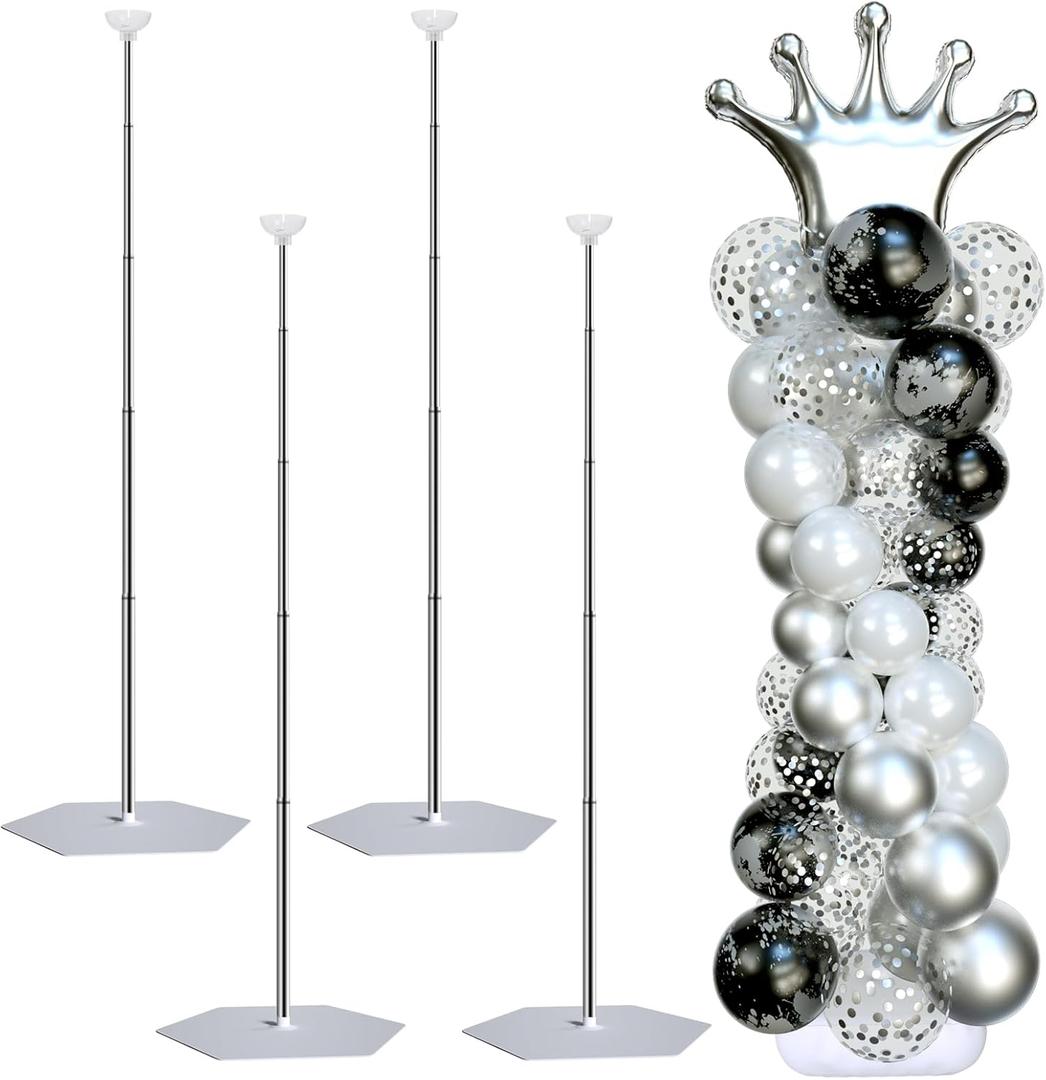 Balloon Arch Stand, Balloon Stand Set of 4, 7 Feet Height Adjustable Metal Balloon Column Stand for Party Decorations Wedding Birthday, Graduation Party Decoration, Baby Shower