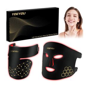 Red Light Therapy for Face and Neck, 850nm Infrared & Red Light Mask, 4 Modes LED Face Mask Light Therapy with Neck Masks, 2600mAh Rechargeable Portable Skincare Device at Home & Travel