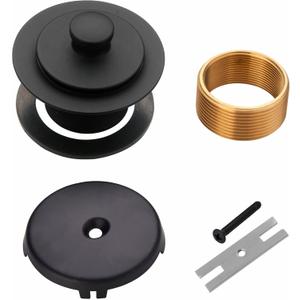 Black Bathtub Drain Conversion Kit Assembly with Single Hole Overflow Faceplate, Wellup All Metal Lift and Turn Tub Drain Twist Trim Kit with Universal Fine/Coarse Thread(Matte Black)