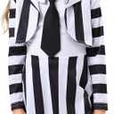 Girls Black White Striped A-Line Tank Dress with Blazer, Character Tank Dress Costume Set 5-14 Years for Halloween