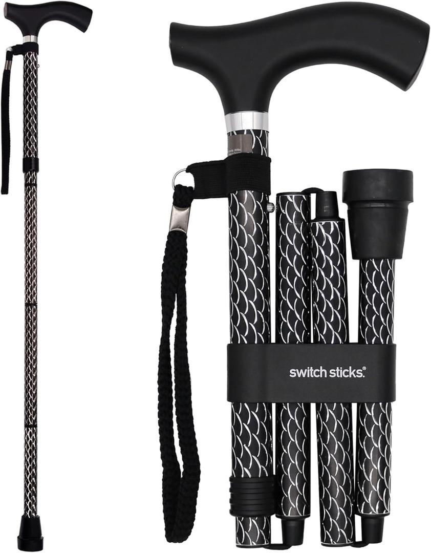 Switch Sticks Folding Walking Cane For Women & Men (Engraved Soiree)