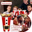 50Pcs Christmas Santa Plastic Cups, 16 oz Santa Belt Design Red Black White Disposable Drinking Cup Xmas Holiday Party Drinkware Table Decor for Xmas Winter Party Beverage Drink Supplies