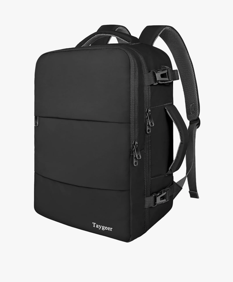 Taygeer Travel Laptop Backpack for Men Women, Airplane Approved Travel Backpack Suitcase with Usb Charging Port, Lightweight College 35l Luggage Bag 15.6inch Laptop Mochila Gifts for Business,Black L