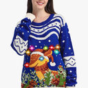 MGparty Ugly Christmas Sweater for Women 2025 Christmas Cute Light Up Sweaters Holiday Party Novelty Funny Pullover, M