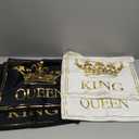 TAOSON Pack of 4, Black White Gold Queen King Pattern Home Decorative Throw Pillow Covers Gold Foil Pillow Covers Square Cushion Covers Decor Couch Sofa Bedroom 18 18 Inch S01412