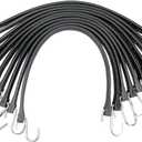 ROBLOCK 15" Rubber Tarp Straps with 150% Max Stretch, 100% EPDM Bungee Cords with Metal Crimped S Hooks, Ideal for Securing Tarps, Cargo, Canvases, Weatherproof (10 Pack)