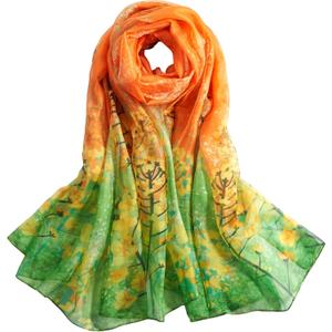 Lightweight Scarves for Women Sheer Scarf Print Floral Pattern Scarf Shawls Fashion Sunscreen Head Shawls (Stn014)