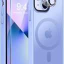 MOCCA Strong Magnetic for iPhone 13 Case, [Compatible with Magsafe][Screen Protector+Camera Lens Protector] Translucent Matte Back Slim Shockproof Case for iPhone 13 Phone Case 6.1", Blue