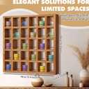 Kigley Oversize Coffee Mug Display Rack Wooden Shelves Rustic Shot Glass Display Case Travel Mug Shelf Wall Mounted Rack Holder Shadow Box (5 x 6,Light Nut-Brown), 32.68 Inches X 35.83 Inches X 4.13 Inches